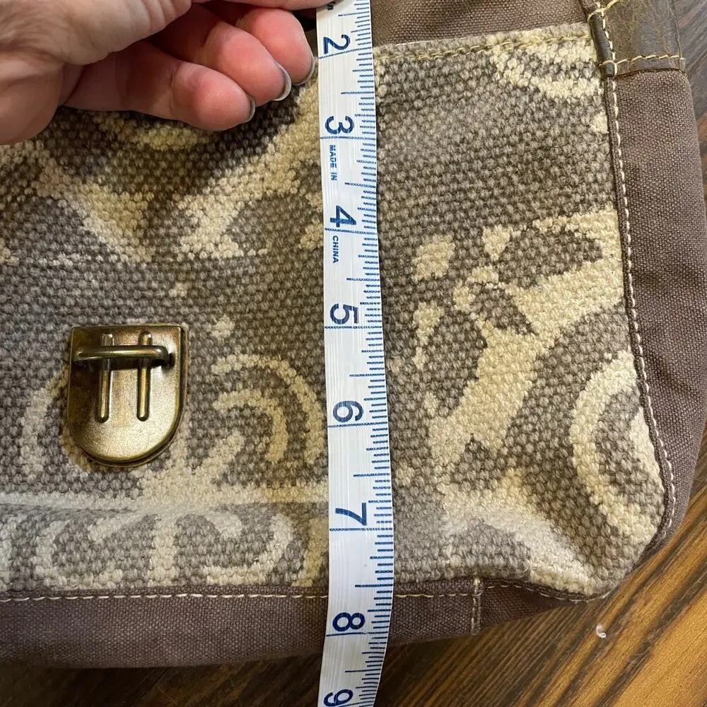 Myra Bag Canvas & Cow Hair/Hide Flap Front w/Clasp Closure